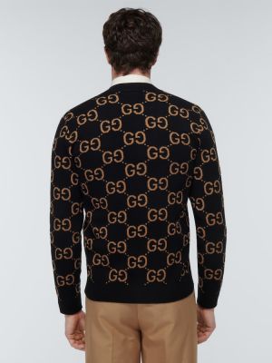 Cárdigan de lana de tejido jacquard Gucci negro