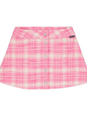 Tweed sjekket bomull skjørt for jenter Palm Angels Kids rosa