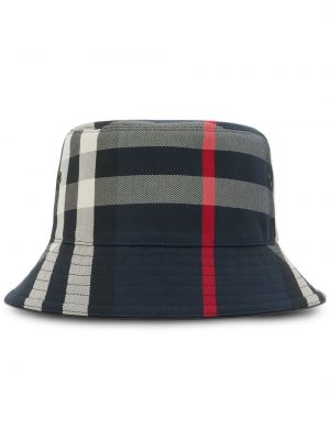 Карирана шапка с принт Burberry синьо