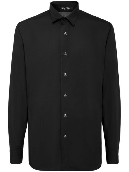 Βαμβακερό πουκάμισο Philipp Plein μαύρο