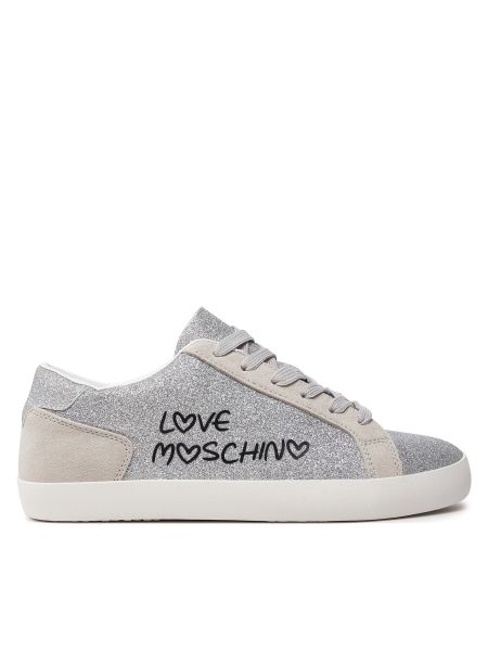 Sneakerși Love Moschino argintiu