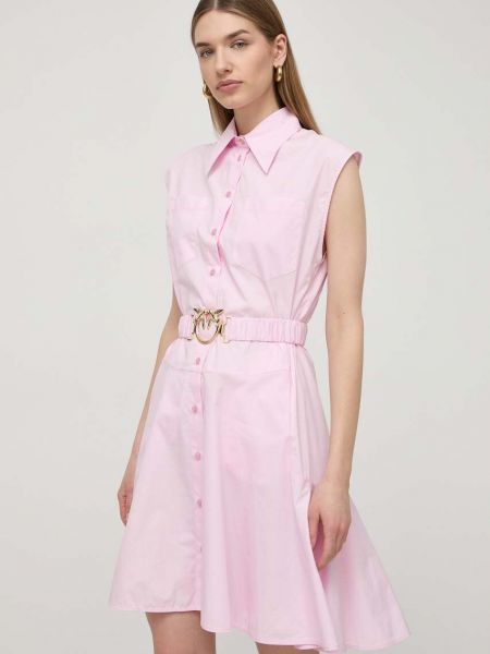 Рожева бавовняна сукня міні Pinko