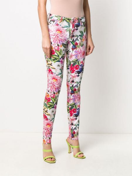 Květinové skinny džíny s potiskem Philipp Plein růžové