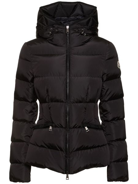 Chaqueta con cinturón de nailon con plumas Moncler negro