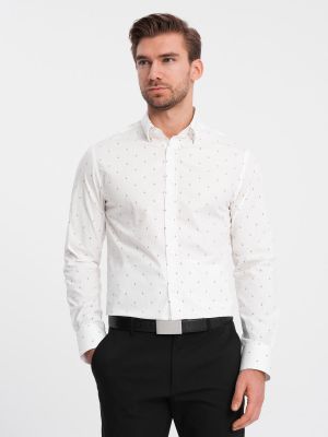 Памучна риза slim Ombre бяло