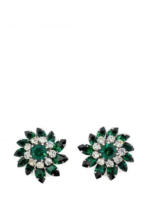 Boucles d'oreilles à fleurs en cristal Jennifer Gibson Jewellery vert