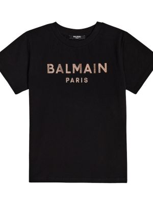 Jersey bomull t-skjorte for jenter Balmain Kids svart