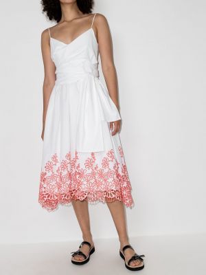 Vestido midi con bordado de flores Silvia Tcherassi blanco