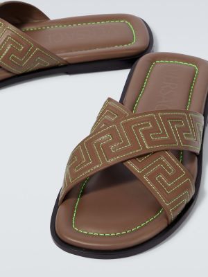 Sandały skórzane Versace brązowe