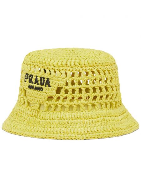 Siuvinėtas kepurė Prada geltona