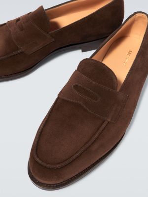 Pantofi loafer din piele de căprioară John Lobb maro