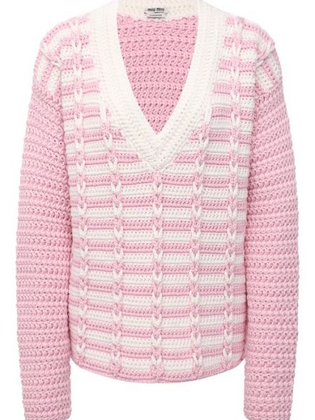 Шерстяной свитер Miu Miu розовый