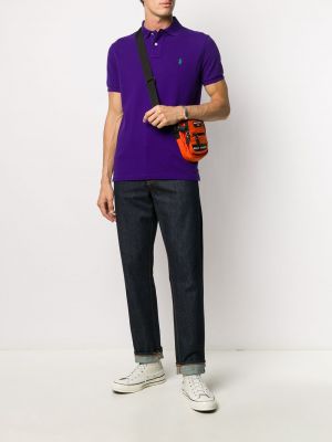 Siuvinėtas polo marškinėliai Polo Ralph Lauren violetinė