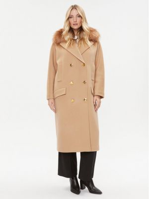 Вовняне пальто Elisabetta Franchi коричневе