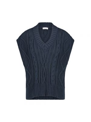 Sweter bez rękawów z wiskozy Jane Lushka niebieski