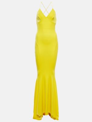 Zamatové dlouhé šaty Norma Kamali žltá