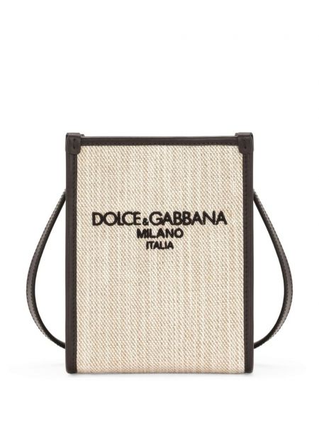 Siuvinėta rankinė su viršutine rankena Dolce & Gabbana balta