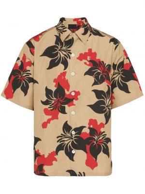 Pamučna košulja s cvjetnim printom s printom Prada