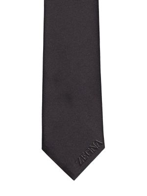 Jedwabny krawat żakardowy Zegna czarny