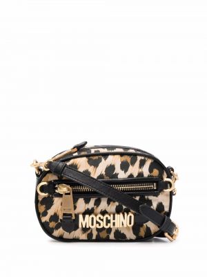 Bolsa de hombro leopardo Moschino dorado