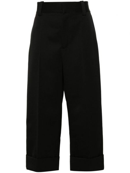 Vlněné rovné kalhoty Bottega Veneta černé