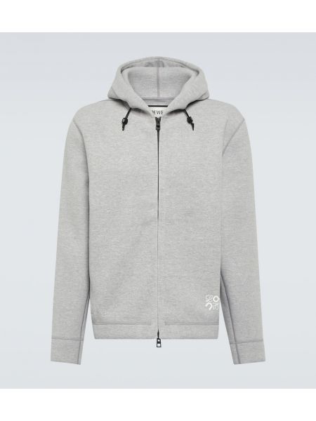 Hoodie s kapuljačom od jersey Loewe siva