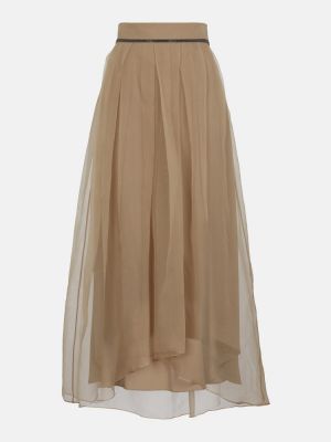 Hedvábné dlouhá sukně Brunello Cucinelli bílé