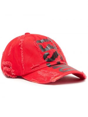 Raštuotas medvilninis kepurė su snapeliu Diesel raudona