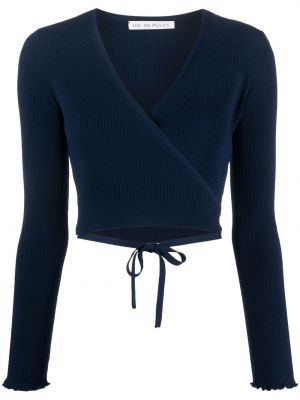 Пуловер с връзки с v-образно деколте с дантела Live The Process синьо