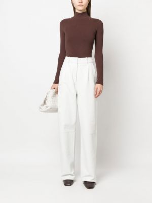 Pantalon droit en cuir plissé Kassl Editions blanc