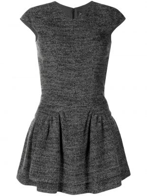 Pletené šaty s volánmi Chanel Pre-owned sivá