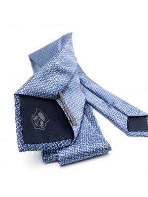 Žakardinis gėlėtas šilkinis kaklaraištis Corneliani mėlyna