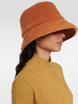 Jedwabny kapelusz z kaszmiru Loro Piana pomarańczowy