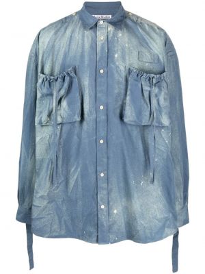Bavlnená košeľa Acne Studios modrá