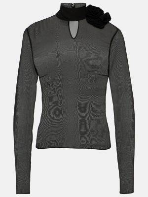 Φλοράλ μεταξωτή μπλούζα με διαφανεια Magda Butrym μαύρο