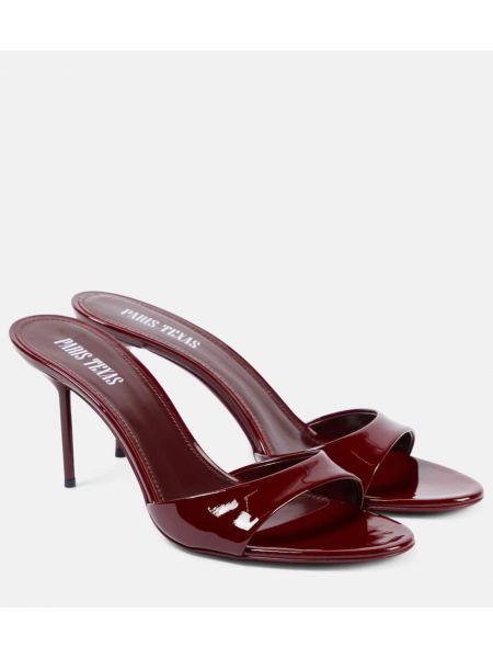 Mules en cuir vernis Paris Texas rouge