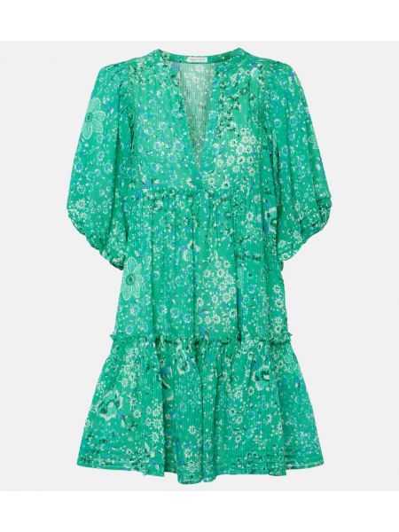 Памучна рокля на цветя Poupette St Barth зелено