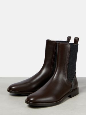 Chelsea boots en cuir à imprimé Brunello Cucinelli marron