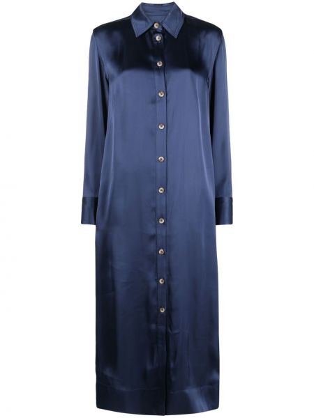 Satenska srajčna obleka Loulou Studio modra