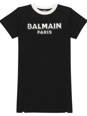 Bomuld t-shirt for piger Balmain Kids sort