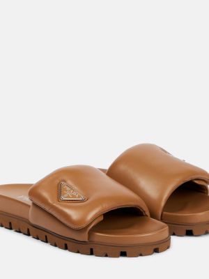 Kožené sandály Prada hnědé