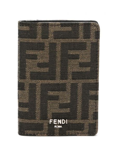 Žakárová kožená peněženka Fendi
