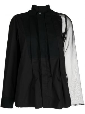 Hemd mit plisseefalten Sacai schwarz