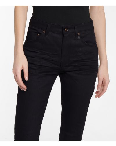 Skinny džíny s vysokým pasem Saint Laurent černé