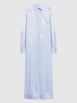 Мереживна смугаста сукня-сорочка Ermanno Scervino блакитна