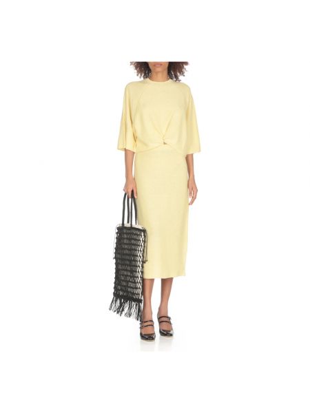 Falda midi con lentejuelas de lino de algodón Fabiana Filippi amarillo