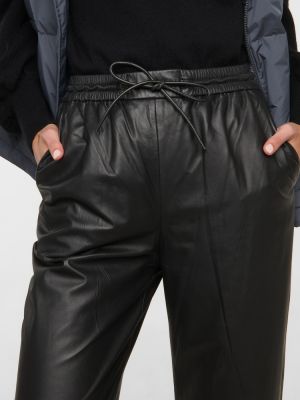 Pantaloni din piele Yves Salomon negru