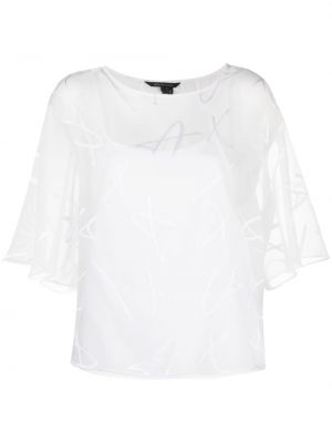 Прозрачна блуза с принт Armani Exchange бяло