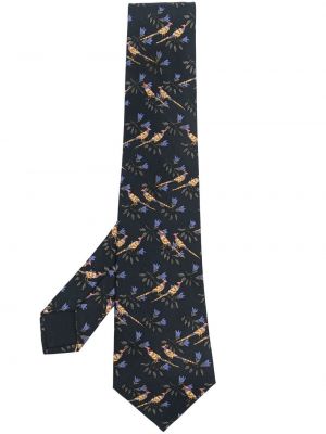 Копринена вратовръзка с принт Hermès черно