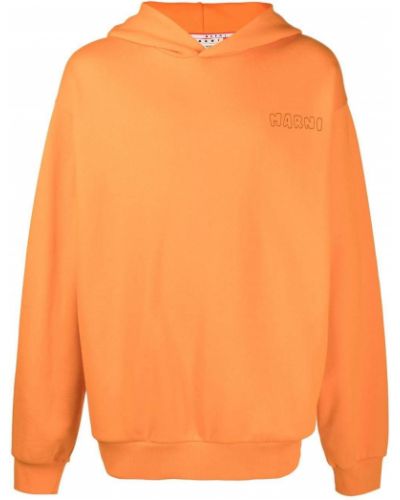 Kapučdžemperis ar ziediem ar apdruku Marni oranžs